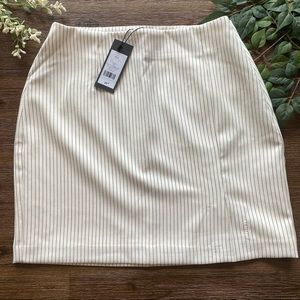 Straight White & Black Pin Striped Skirt with Slit